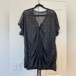 Kimono: Black Sheer Star Print